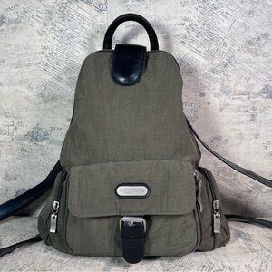 Baggallini Khaki Green Nylon Convertible Backpack